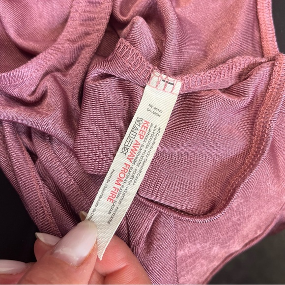 NWT FREE PEOPLE Women's Cut Out Bodysuit in Shimmery Dark Pink Medium Halter - Picture 6 of 7